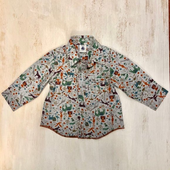 petite bateau safari print snap front shirt - Picture 1 of 6